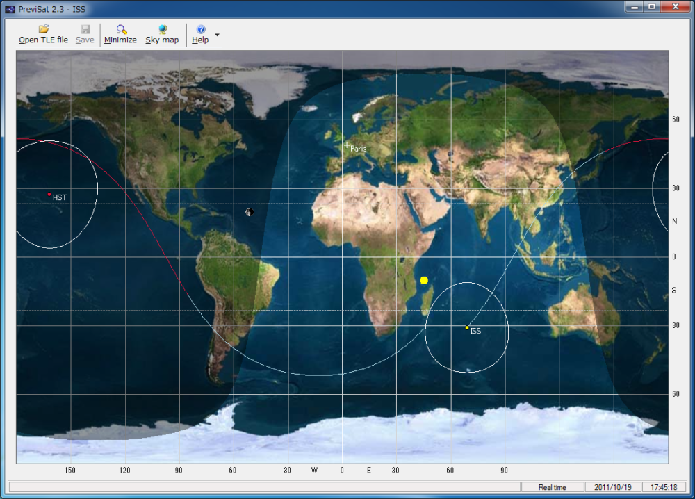 人工衛星の現在地がリアルタイムで分かるフリーソフト Previsat 国際宇宙ステーションきぼうの位置などが分かります Pcあれこれ探索