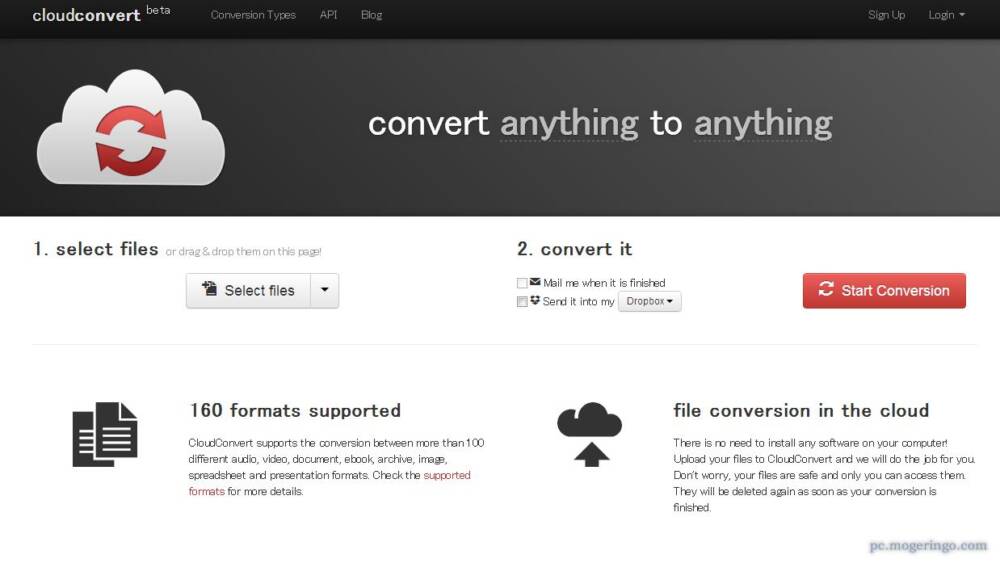 Pdfから画像変換などオンラインでファイル変換ができるwebサービス Dropboxへの保存も可能 Cloudconvert Pcあれこれ探索