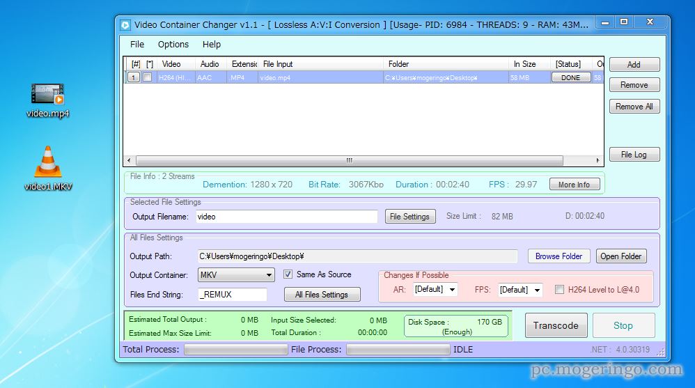 無劣化 動画形式を劣化無しで変換可能なフリーソフト Video Container Changer Pcあれこれ探索