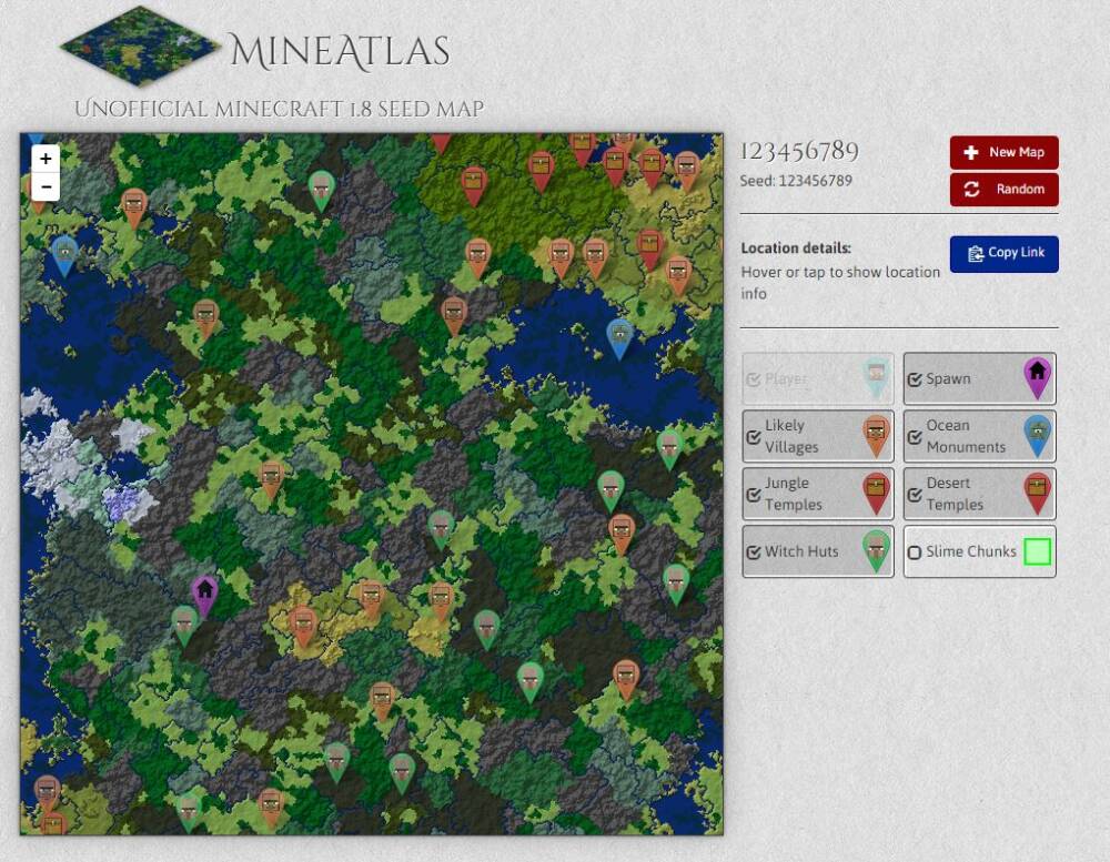 地図が丸見え Minecraftでシード値を入力するだけで周りの村や神殿を見つけれるwebサービス Mineatlas Pcあれこれ探索