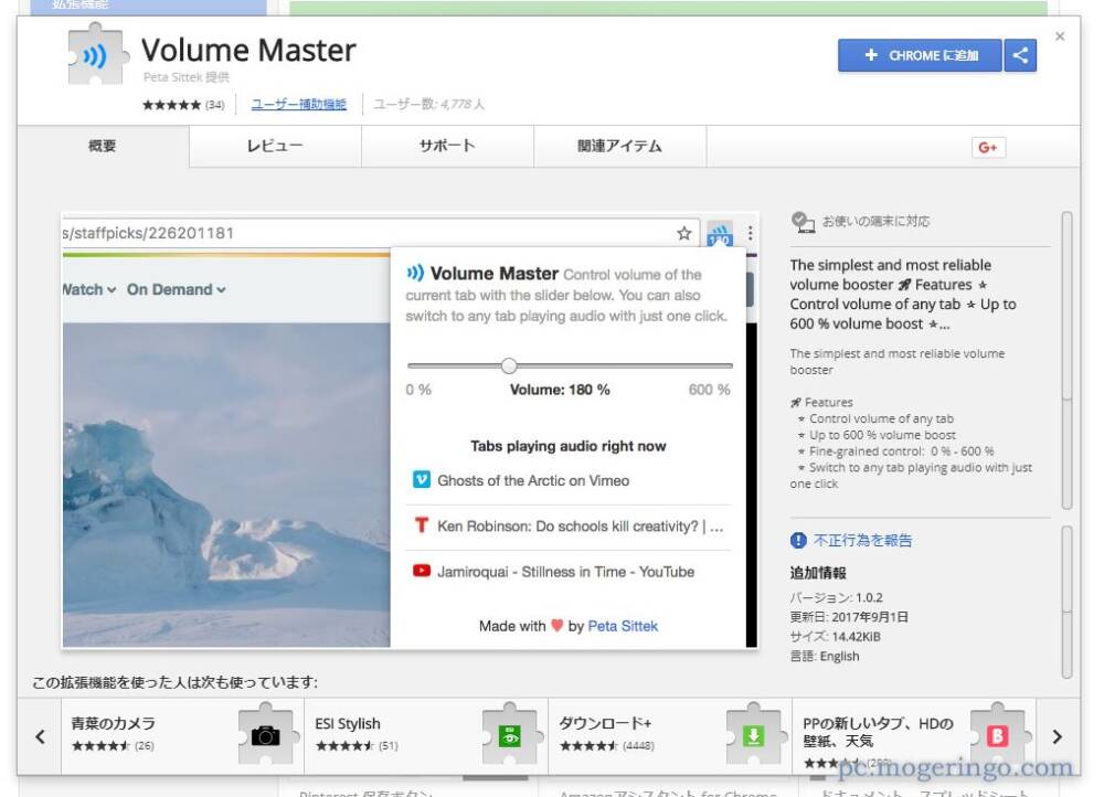 タブ毎に音量の調整ができるchrome拡張機能 Volume Master Pcあれこれ探索