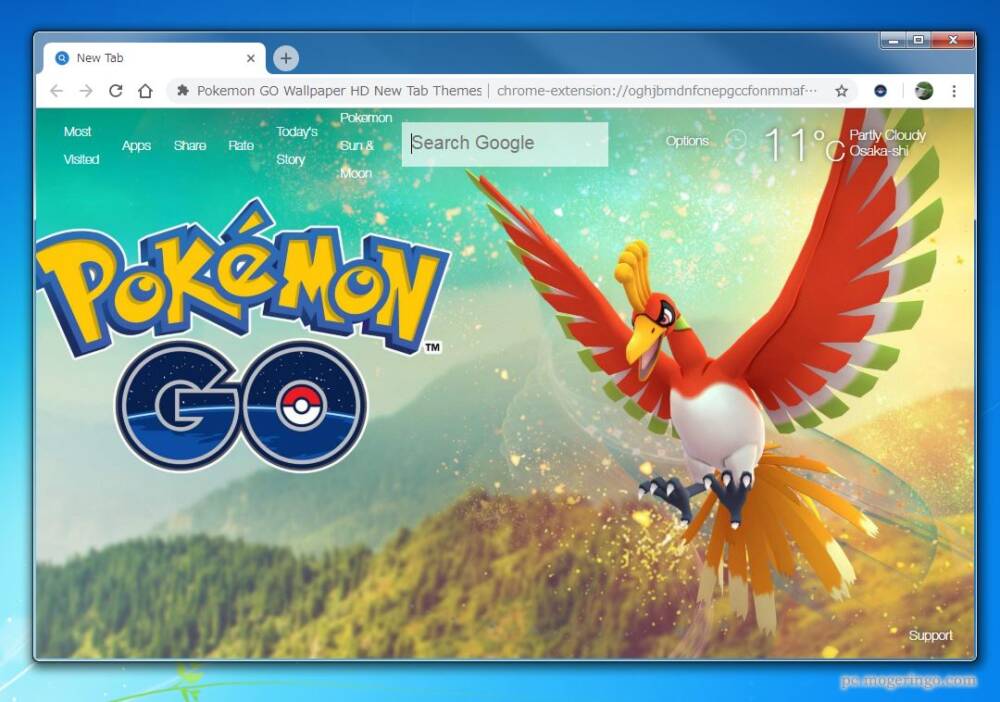 ポケモンgo ポケモンの壁紙にしてくれるchrome拡張機能 Pokemon Go Wallpaper Hd New Tab Themes Pcあれこれ探索