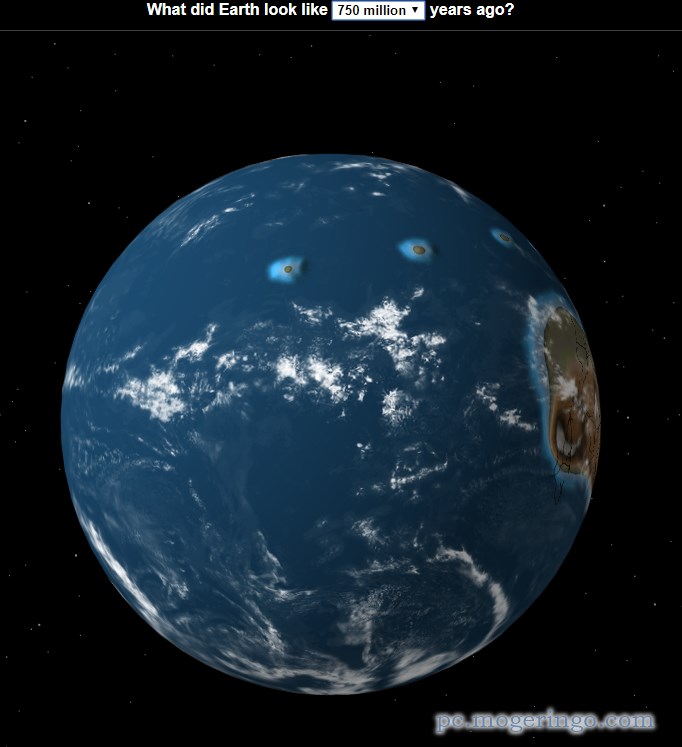 7億5000万年前まで!! 太古の地球をグリグリ眺めることができるWebサービス 『Ancient Earth globe』