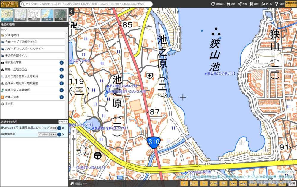 全国の池の名前・バス停や戦後の市町村名など色んな地図が見れるWebサービス 『全国Q地図』