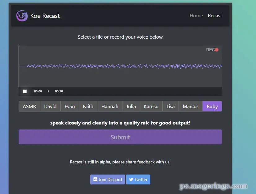 録音した声をAIが変換、男性や女性の声に変換するWebサービス 『Koe Recast』