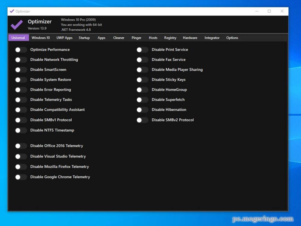 PC上級者向け!! Windowsを快適化、最適化できる無料ソフト 『Optimizer』