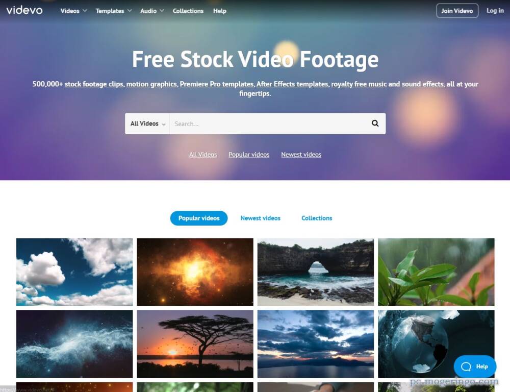商用利用も可能な高品質な動画素材を配布しているWebサービス 『Videvo』