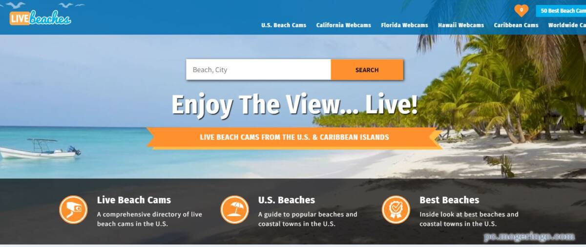 アメリカのビーチのライブ映像を楽しめるWebサービス 『Live Beaches』