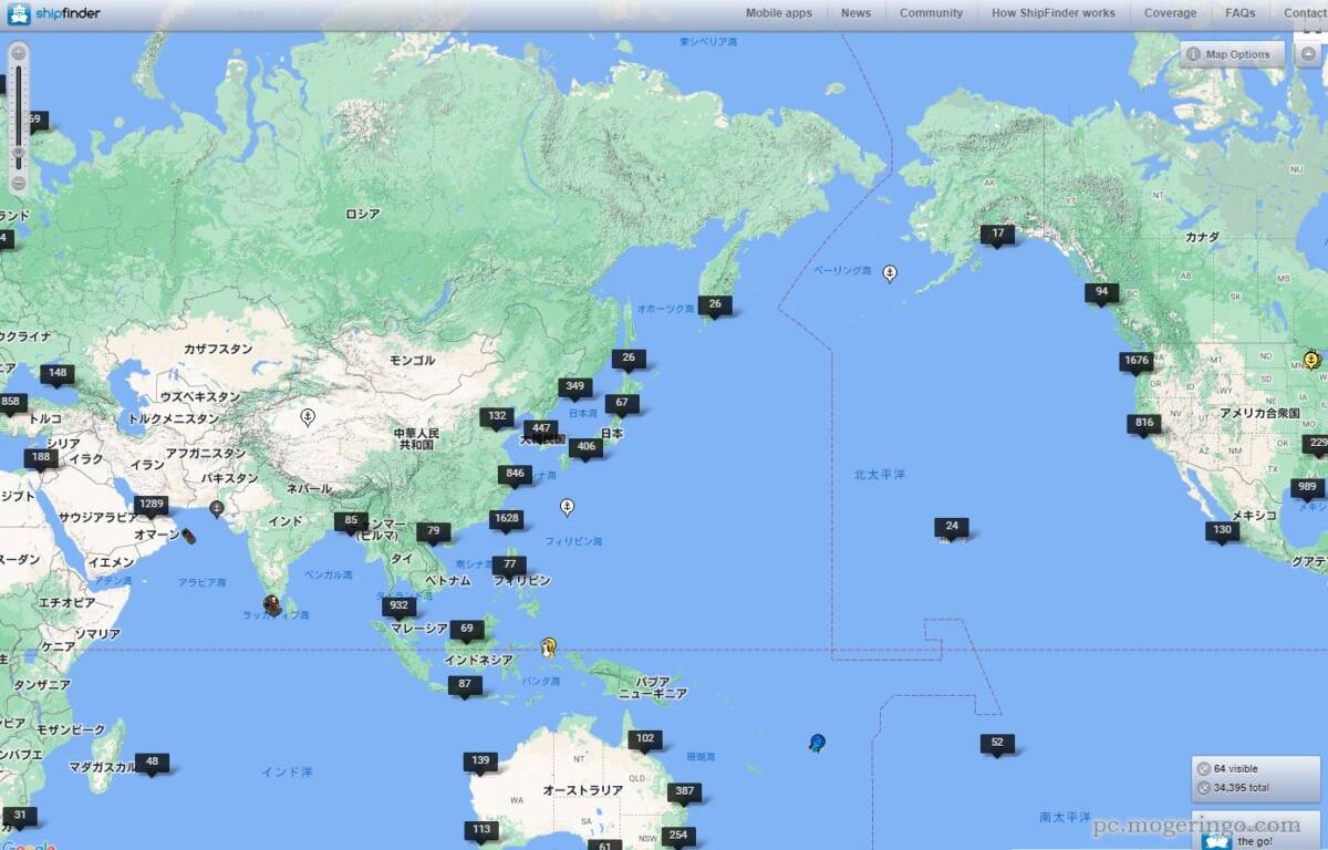 世界中の船舶の位置をリアルタイムに表示するWebサービス 『Ship Finder』