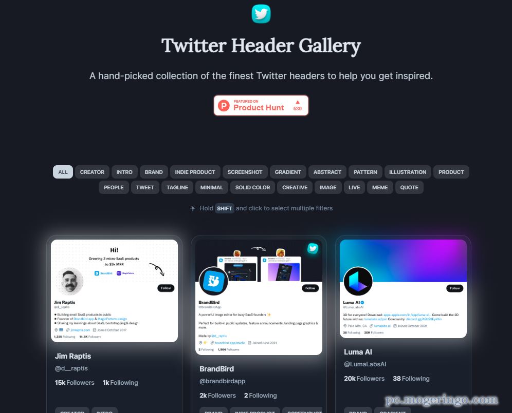 インスピレーション!! Twitterヘッダー画像ギャラリーが見れるWebサービス 『Twitter Headers Gallery』