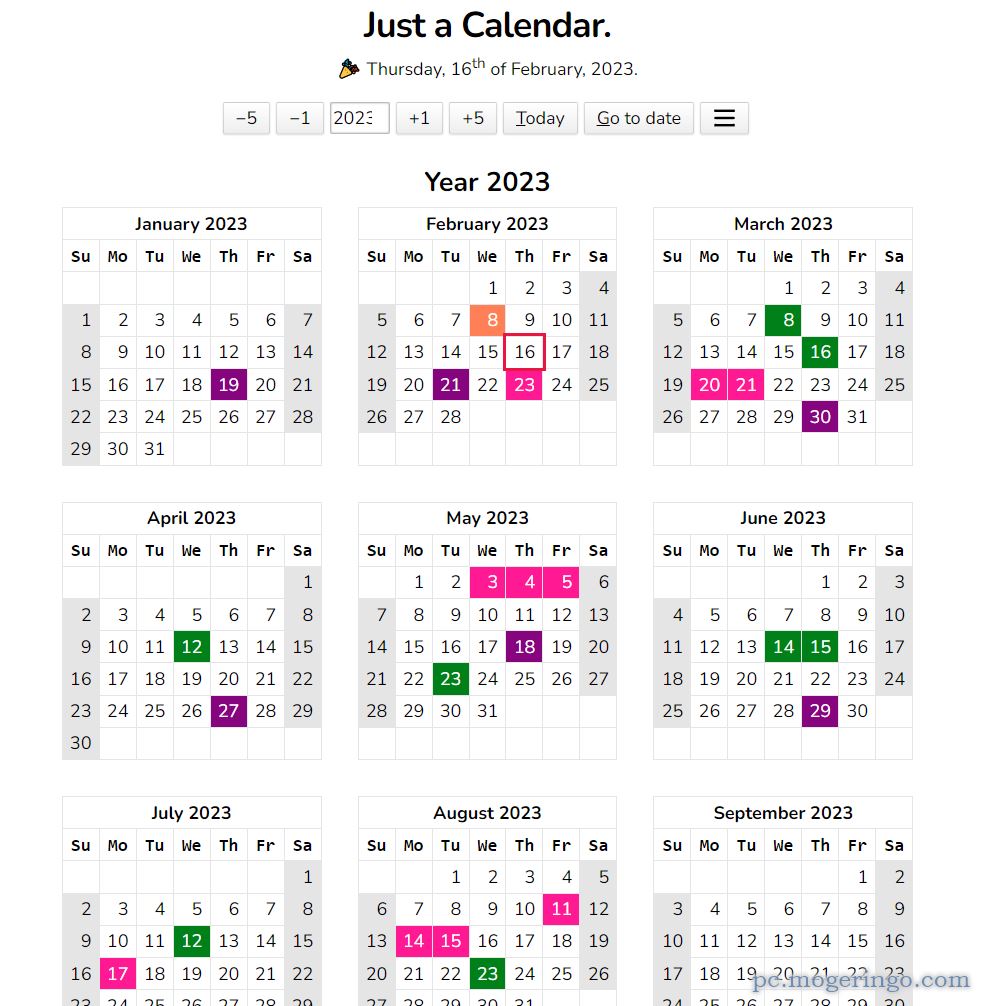 休日や予定をマーカー、年間カレンダーを印刷できるWebサービス 『Just a Calendar』