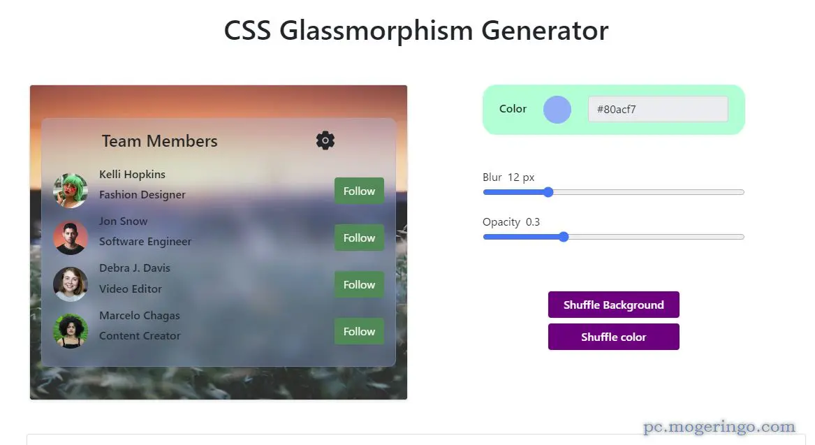すりガラスの様なオシャレなBOXをCSSで作成できるWebサービス 『CSS Glassmorphism Generator』