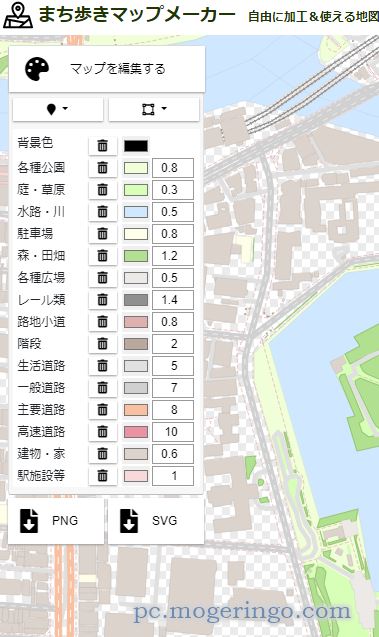 地図のスタイルを自由に変更してマップを作れる、印刷できるWebサービス 『まち歩きマップメーカー』