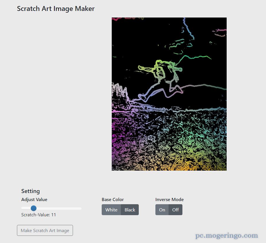 写真をスクラッチアートに変換できる面白いWebサービス 『Scratch Art Image Maker』