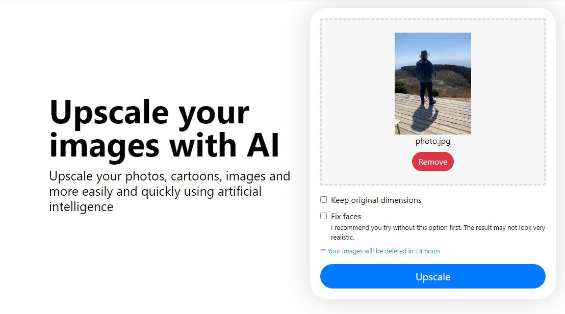 画像アップロードで高解像度にするAI活用Webサービス 『ImageUpscalerAI』