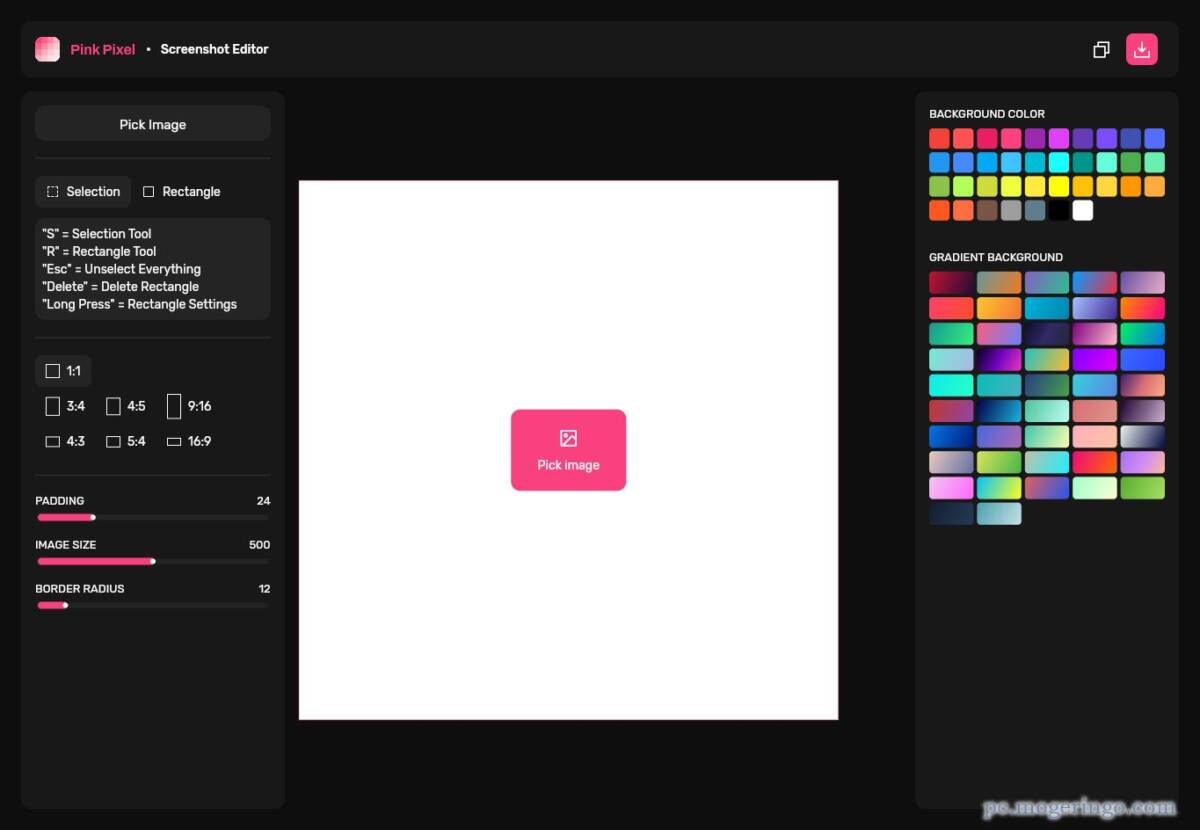 スクショを美しく加工できるWebサービス 『Pink Pixel』