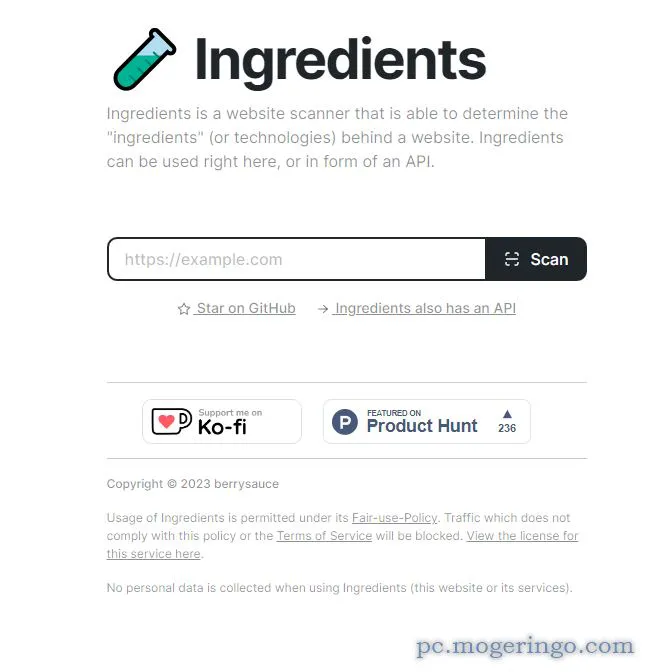 Webサイトで使用しているプラグインや技術を調査するWebサービス 『Ingredients』