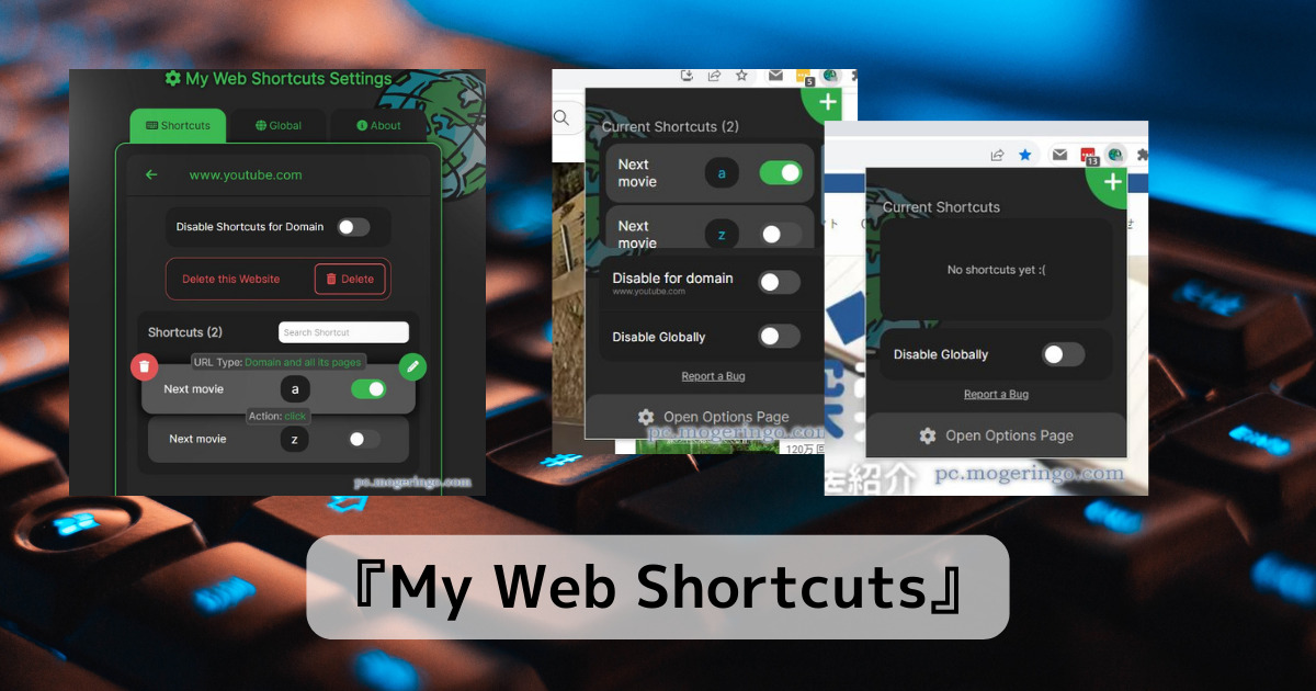 Webページに独自なショートカット機能を自由自在に作れるChrome拡張機能 『My Web Shortcuts』