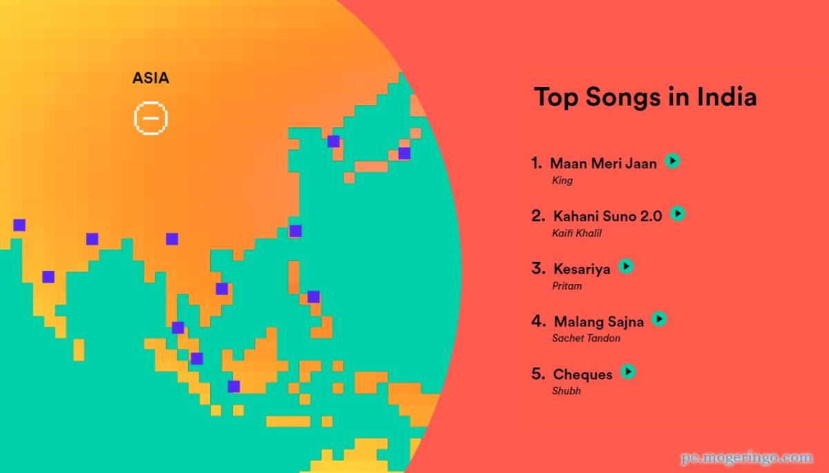 世界中の国々で今年一年で人気楽曲が見れるWebサービス 『Wrapped Mapped』