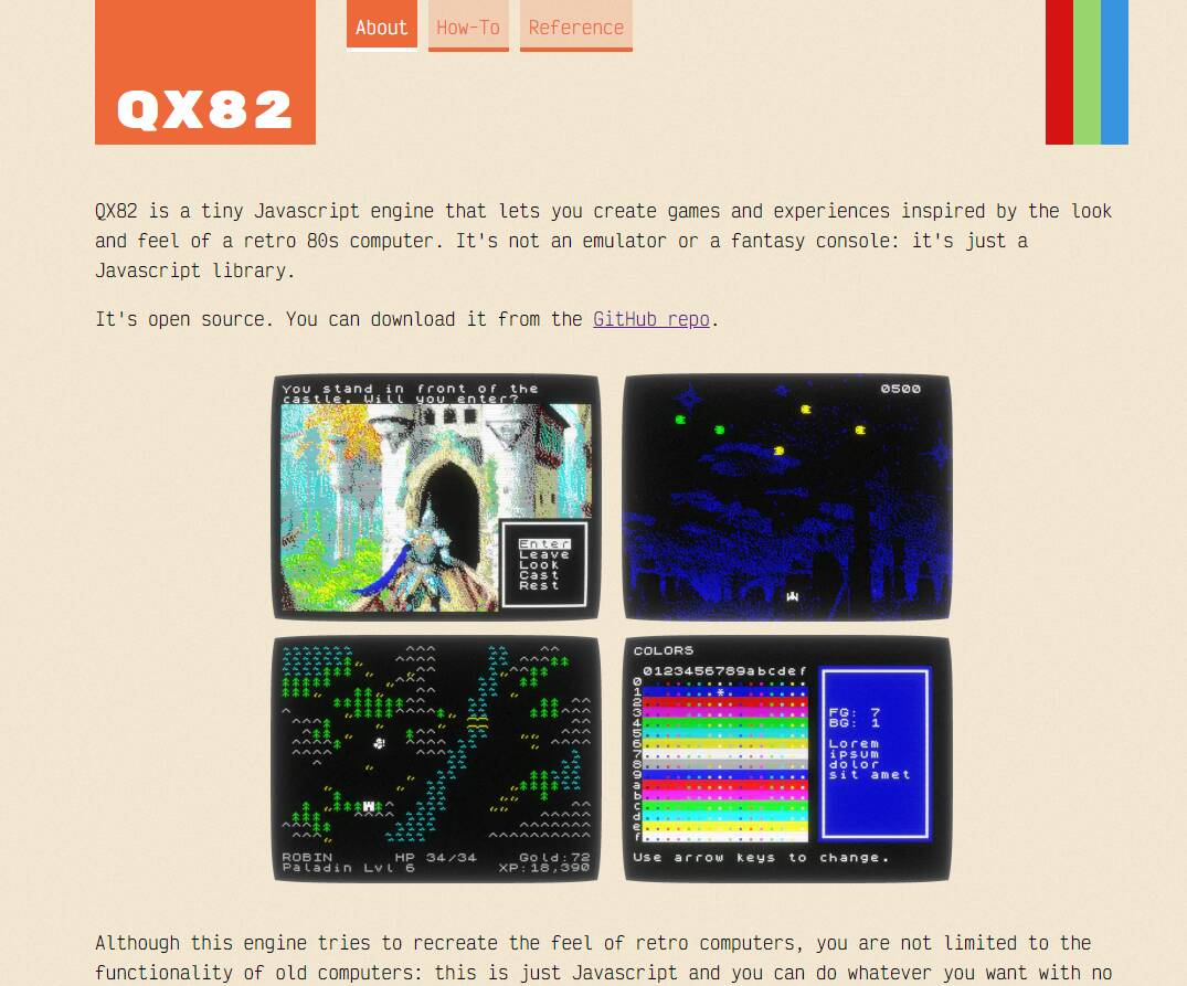 80年代風レトロなゲームが作れるJavaScriptライブラリー 『QX82』