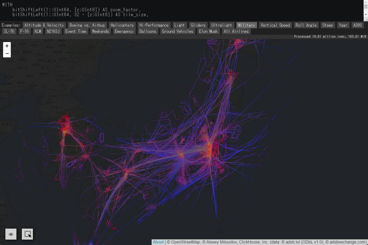 500億ものフライトデータを地図上に表示したWebサービス 『ADS-B Massive Visualizer』