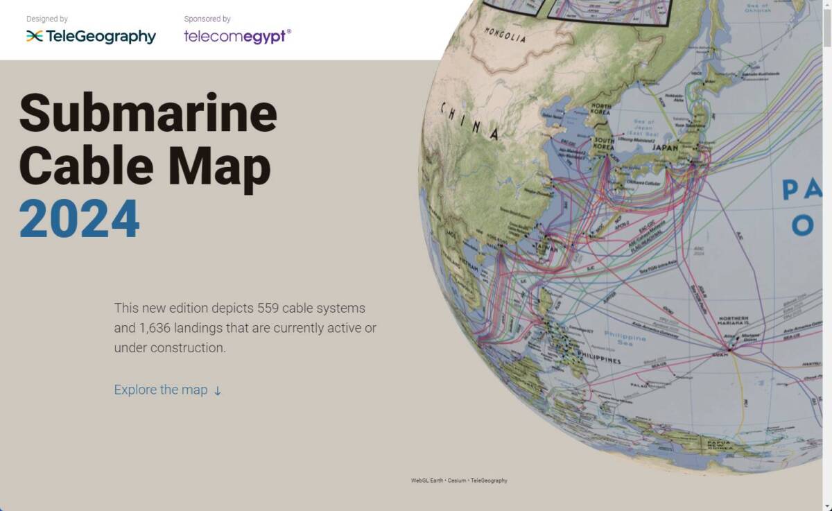 世界中に張り巡らされた海底ケーブルが見れるWebサービス 『Submarine Cable Map』
