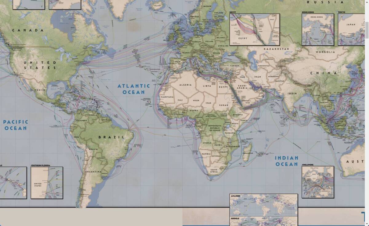 世界中に張り巡らされた海底ケーブルが見れるWebサービス 『Submarine Cable Map』
