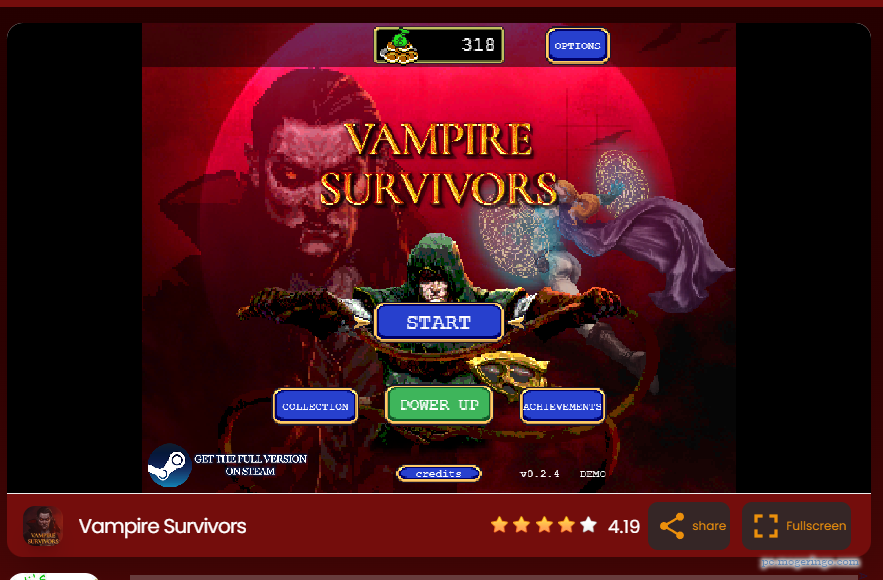 迫ってくる大群モンスターを倒しまくって生き延びるWebゲーム 『Vampire Survivors』