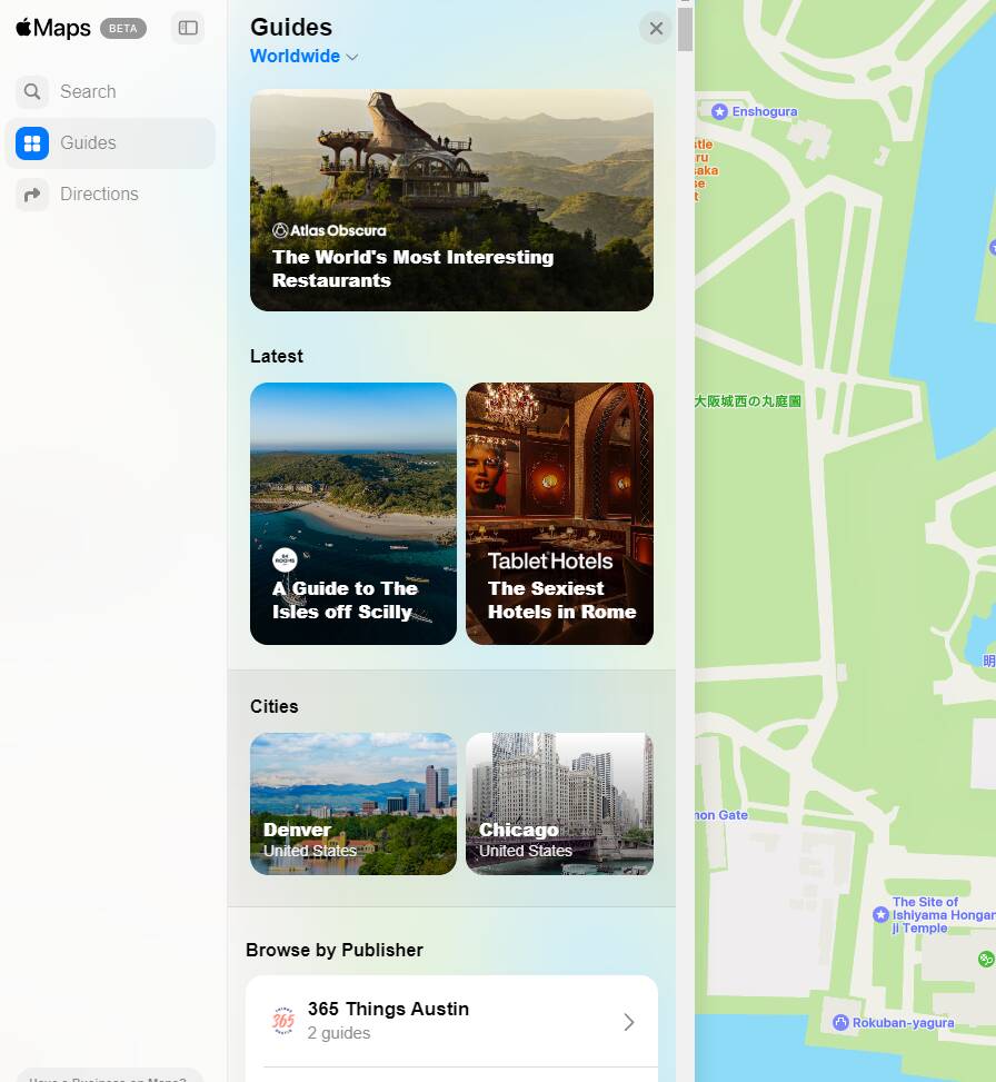 遂に!! AppleマップがWeb上で誰でも見れるように 『Apple Maps on the Web』