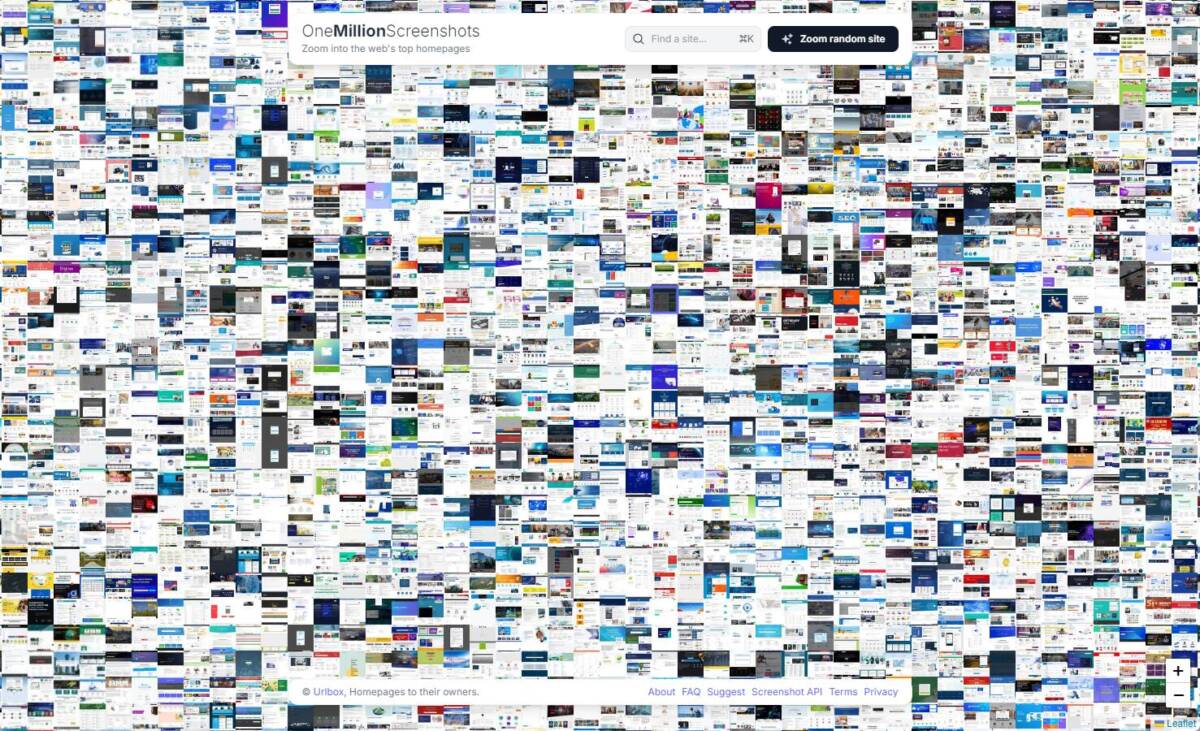 世界中の100万ものサイトのスクショをマップ化したWebサービス 『One Million Screenshots』