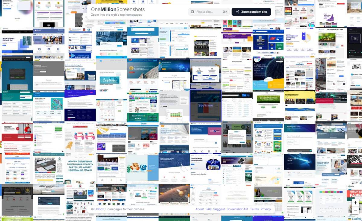 世界中の100万ものサイトのスクショをマップ化したWebサービス 『One Million Screenshots』