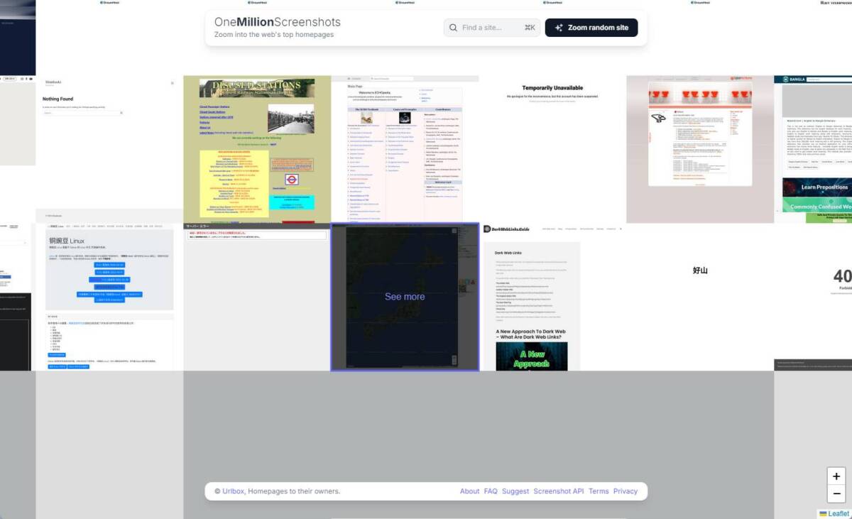 世界中の100万ものサイトのスクショをマップ化したWebサービス 『One Million Screenshots』
