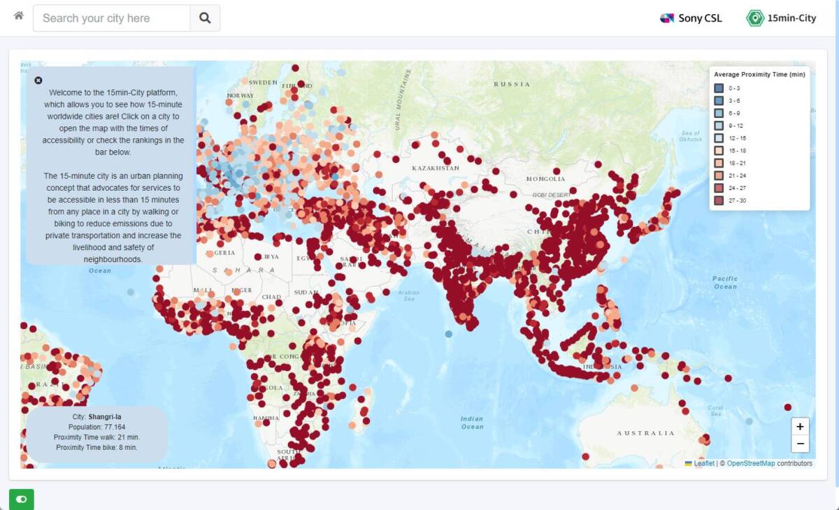 自分の住んでいる街がどれだけ住みやすいのかを指数をマッピングしたWebサービス 『15min-City』