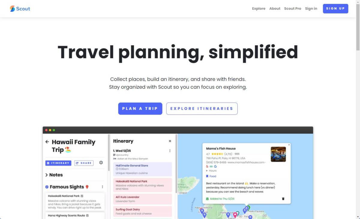 Googleマップで旅行プランを設計、共有できるWebサービス 『Scout』