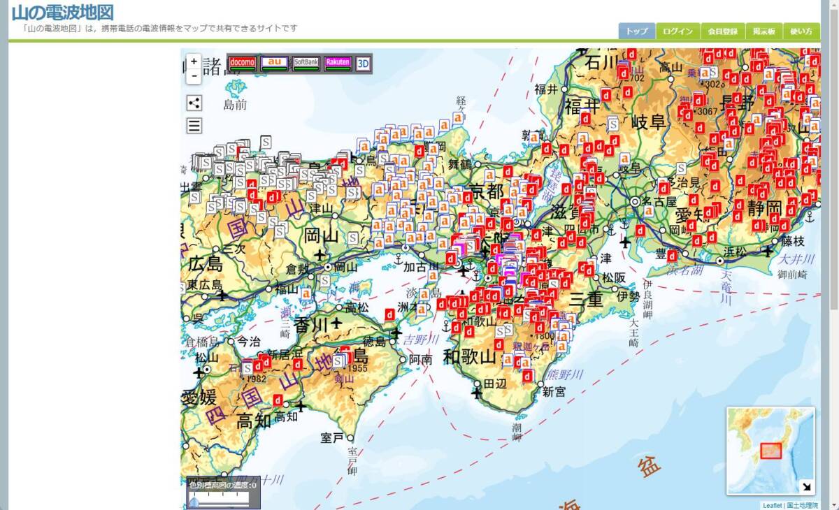 登山道の電波状況をマッピングしたWebサービス 『山の電波地図』