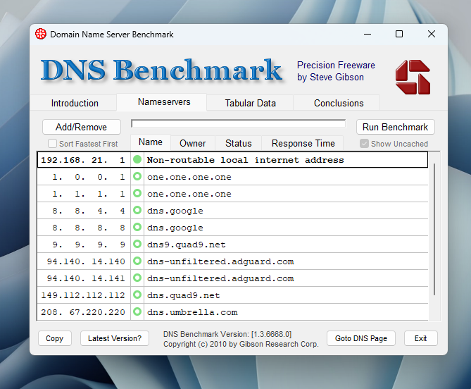 最速DNSを自分の環境で測定できるソフト 『DNSBench』