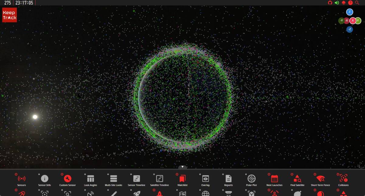 リアルタイムで地球上の人工衛星を表示するWebサービス 『Keep Track』