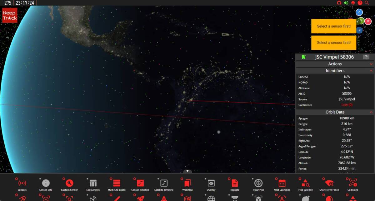 リアルタイムで地球上の人工衛星を表示するWebサービス 『Keep Track』