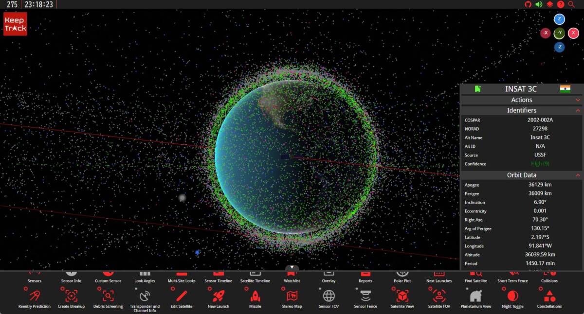 リアルタイムで地球上の人工衛星を表示するWebサービス 『Keep Track』