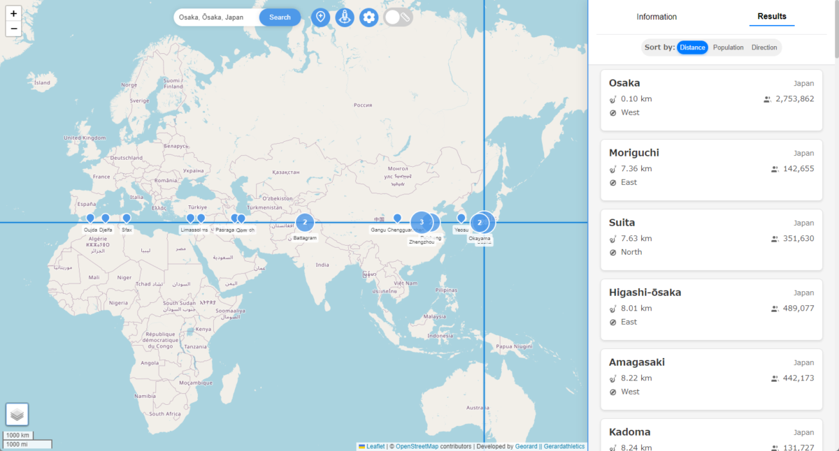 同じ経度・緯度の都市を発見できる面白いWebサービス 『LatLon Connect』