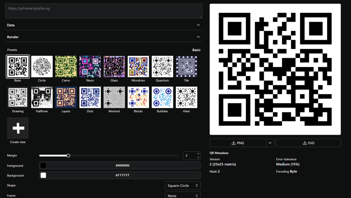 世界に一つだけのユニークなQRコード生成ができるWebサービス 『qrframe』