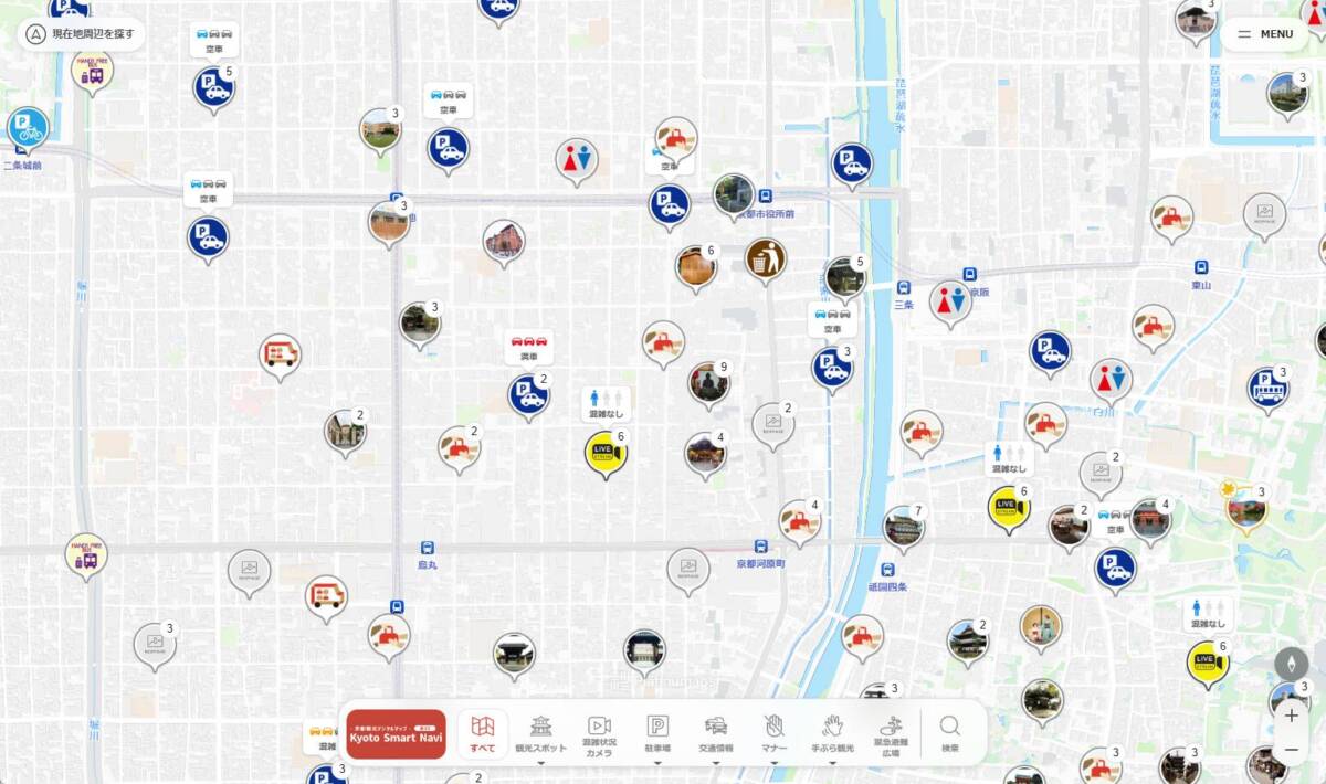 京都の観光地の混雑状況、快適度やライブカメラが見れる便利なWebサービス 『京都観光デジタルマップ』