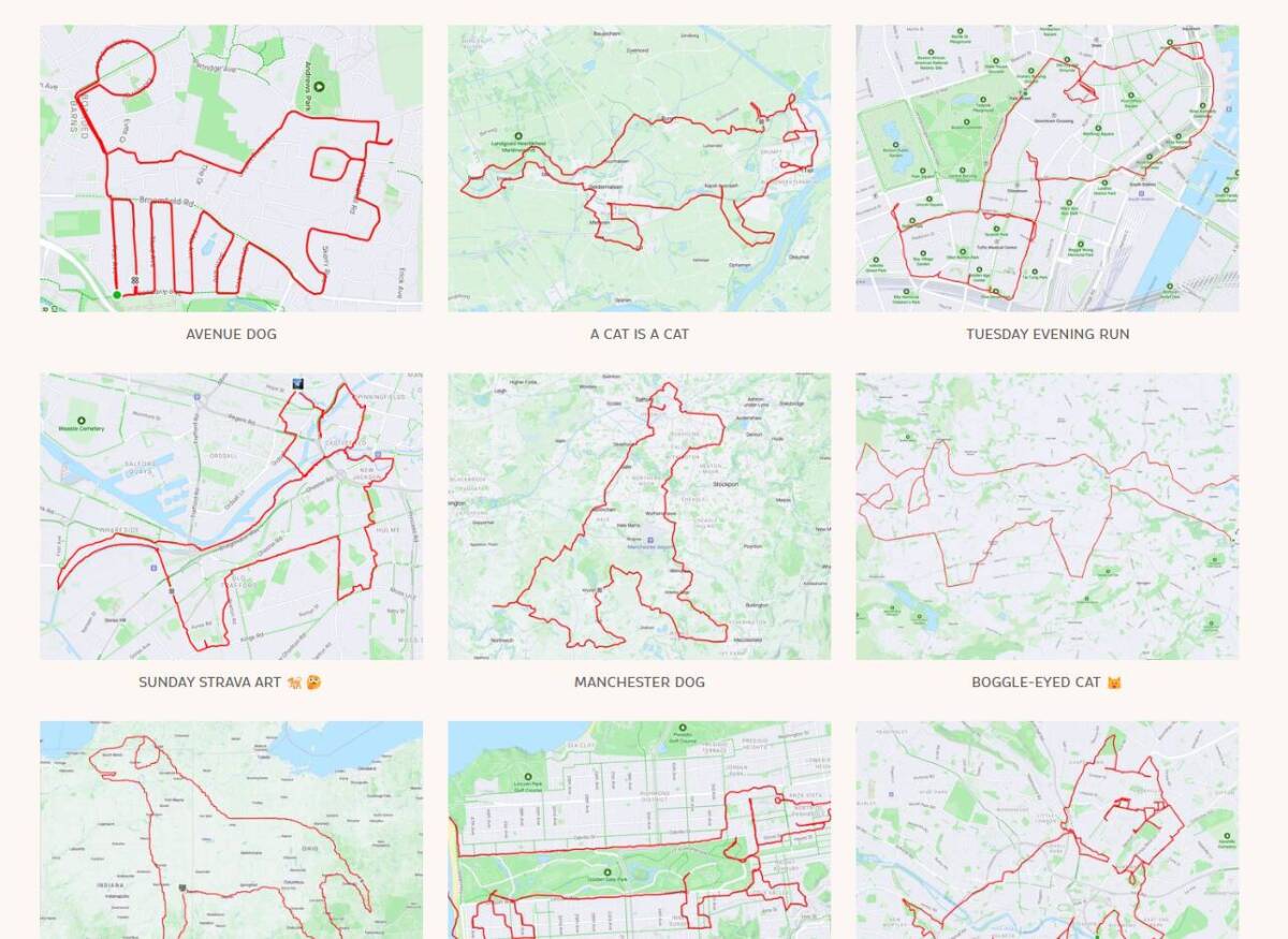 ワークアウトで描いたGPS軌跡アートを見れる楽しいWebサービス『strav.art』