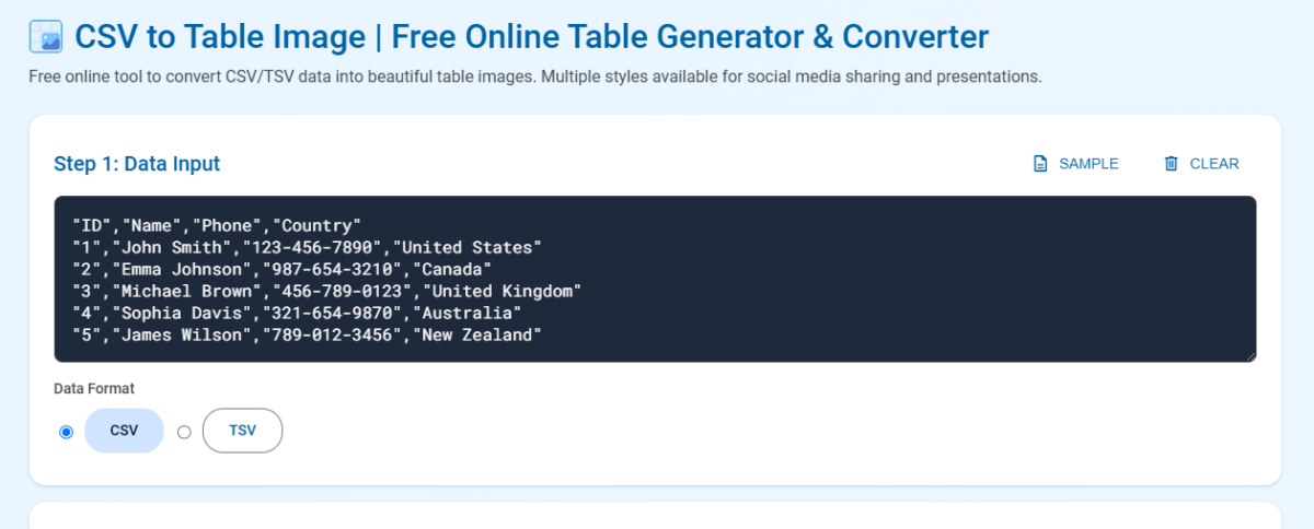 CSVなどデータを美しいテーブルに仕上げて画像保存できるWebサービス 『CSV to Table Image』