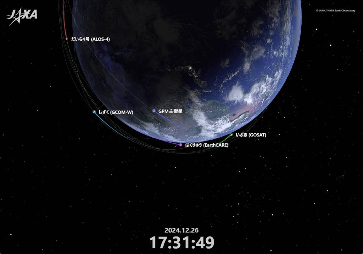 リアルタイムで日本の人工衛星が見れるWebサービス 『地球を見守る人工衛星たち』