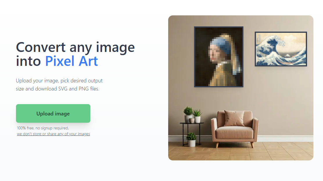 無料でアップロードした画像をピクセルアートにしてくれるWebサービス 『Convert any image into Pixel Art』