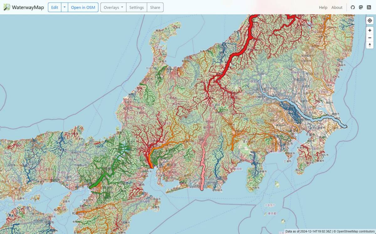 世界中の河川を可視化したスゴイマップ 『WaterwayMap.org』