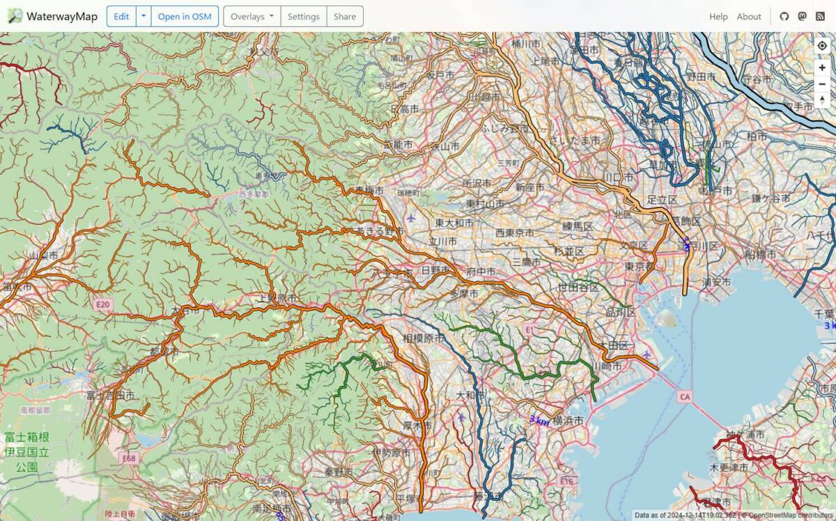 世界中の河川を可視化したスゴイマップ 『WaterwayMap.org』