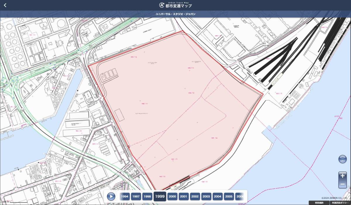 全国133か所の施設やテーマパークがどのように変遷していったのか地図で見れるWebサービス 『都市変遷マップ』