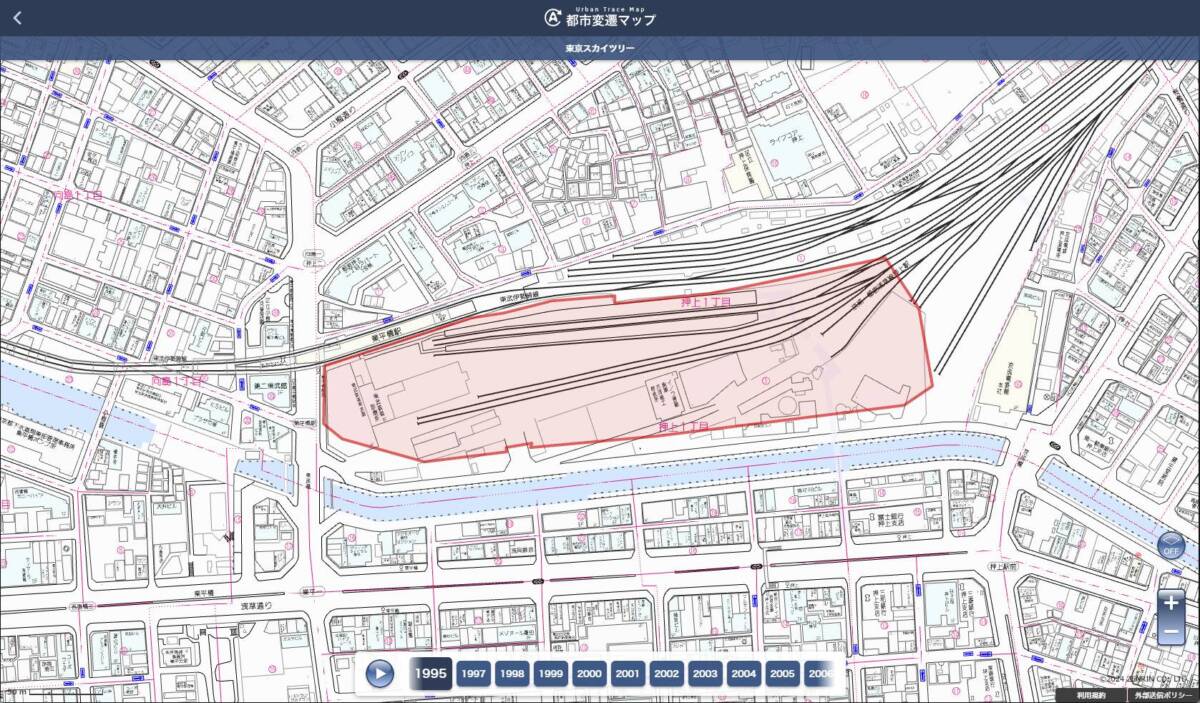 全国133か所の施設やテーマパークがどのように変遷していったのか地図で見れるWebサービス 『都市変遷マップ』